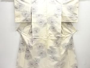 絵皿に草花模様織り出し手織り紬着物